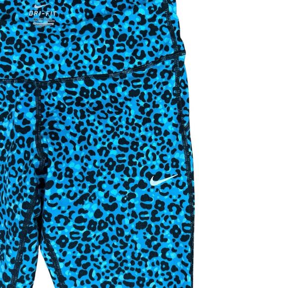 Nike Dri Fit Blue Leopard Print Running Leggings Size Medium - Picture 6 of 11